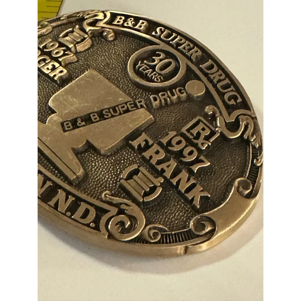 Vintage B&B Super Drug 30‎ Years Williston ND Belt Buckle 1967-1997 Pharmacy